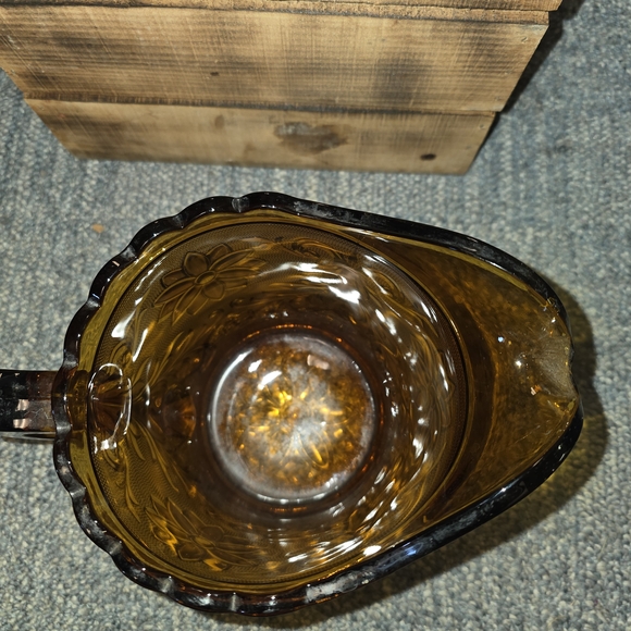 Amber Floral Glass Pitcher - Picture 2 of 5